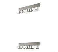 Porta utensili da cucina, 50 cm, senza foratura, regolabile, set da 2 pezzi | Spazio Alluminio 8 Ganci Regolabili Facile Pulizia per Parete o Porta dell'Armadio Multifunzionale