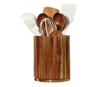 Porta utensili da cucina, base girevole a 360°, in legno, impermeabile, grande organizer per spatole, cucchiai, per bancone, forchette, utensili da cucina, casa, appartamento, fattoria