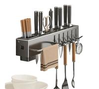 Porta utensili - Portaposate | Benda di bilancio per montaggio a parete | Organizzatore di stoccaggio con ganci, Appendini senza perforazione | da cucina per asciugamani, spatola utensili