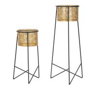 Porta Vasi Coppia Exy Ø37x76-27x51 cm in Ferro Oro e Nero