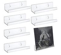 Porta Vinili da Parete in Acrilico Trasparente, 6 Pezzi Supporto da Parete per Vinili, Scaffale per Dischi Vinile, Espositore per Dischi in Vinile, Porta LP Vinile, Mensole da Parete per Libri Foto