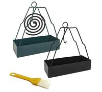 Porta Zampirone da Esterno 2 Pz, Semplice Iron Mosquito Incenso Holder Hanging Coil Incensore Holder per Home Garden Outdoor, con Spazzola di Pulizia