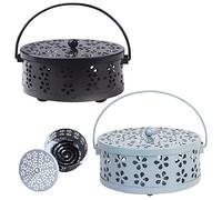 Porta Zampironi con Coperchio 2 Pezzi, Porta Zampirone Portatile in Metallo Porta Bobina Repellente, Porta Incenso Anti Zanzara per Casa Campeggio Viaggi, Porta Zampirone da Esterno