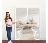 Porta Zanzariera Magnetica 70 x 130 cm, Magnetica, Chiusura Automatica, Senza Foratura, Rete Fine, Zanzariera per Finestre con Magic Click per Porte, Varie Taglie, Bianco