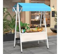 Portab Vendor Cart Mobile Display Stand per Mercati All'aperto Stalla Cibo Pieghevole Stalla Venditore Stradale Blu 51x79" per Eventi & Festival