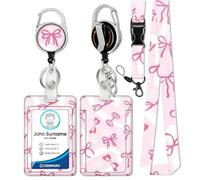 Portabadge collo alla moda con design, porta carte con coperchio scorrevole, bobina estensibile per badge, cordino e moschettone per studenti, insegnanti e chiunque indossi un badge identificativo