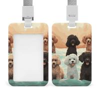 Portabadge con barboncini e cani, porta badge scorrevole per carta d'identità, protezione verticale per cordino, impermeabile, porta targhetta, porta nome, custodia per dottore, insegnante, infermiera