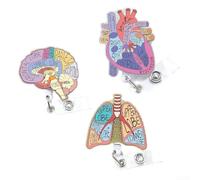 Portabadge con bobina porta badge con cuore, polmone, cervello, design acrilico, cordino retrattile e clip girevole per carte d'identità (cuore)