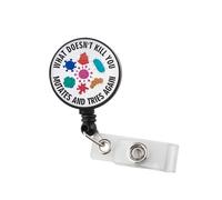 Portabadge con bobina porta badge per microbiologo con scritta "What Don't Kill You Mutates and Tries Again", regalo umoristico per epidemiologo, amante della scienza, regalo umoristico (Tries Again