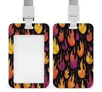 Portabadge con fiamme gialle a forma di cartone animato, clip retrattile, protezione per carte di credito, nome, per lavoro, ufficio, dottore, infermiera