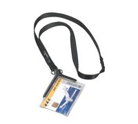 Durable 820758 - Card Holder De Luxe, portabadge con cordoncino in tessuto, 1 tessera/badge, 54x87 mm, carbone, confezione da 10 pezzi