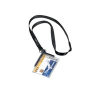 Durable 820758 - Card Holder De Luxe, portabadge con cordoncino in tessuto, 1 tessera/badge, 54x87 mm, carbone, confezione da 10 pezzi
