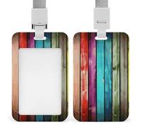 Portabadge in legno colorato Porta badge scorrevole Porta badge verticale Protezione per cordino Impermeabile Nome Tag Holder Name Card Sleeve per Medico Insegnante Infermiera