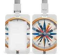 Portabadge marittimo a forma di bussola, porta badge con cordino staccabile, design impermeabile per ufficio, posto di lavoro