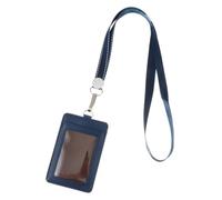 Portabadge Pelle Blu 1 Pezzo con Cordino, Copri Tessera Id | Pvc Trasparente, Protegge da Graffi e Pioggia, per Convegni e Seminari
