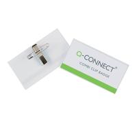 Q-CONNECT Portabadge in plastica KF01568 75x40 mm con clip e spilla conf. da 50