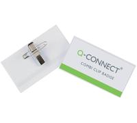 Portabadge Q-Connect plastica con clip e spilla 75x40 mm conf. da 50 - KF01568