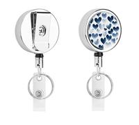 Portabadge retrattile a forma di cuore blu navy, grazioso porta badge infermieristico con robusta clip a coccodrillo portachiavi per infermieri, insegnanti, ufficio, lavoro, donne, regali
