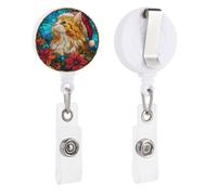 Portabadge retrattile a forma di gatto arancione che indossa un cappello di Babbo Natale, porta badge con clip per dottore, infermiere, studenti, impiegati