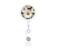 Portabadge retrattile a forma di margherita, resistente, retrattile, con clip per cintura, clip per badge identificativo, portachiavi, porta carte d'identità, per infermiere, insegnanti, forniture per