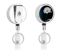 Portabadge retrattile a forma di margherita singola, grazioso porta badge con robusta clip a coccodrillo, portachiavi per infermieri, insegnanti, ufficio, lavoro, donne, regalo