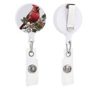 Portabadge retrattile a forma di uccellino rosso ad acquerello con clip per carta d'identità per dottore, infermiere, studenti, impiegati in ufficio