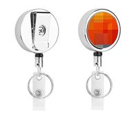 Portabadge retrattile arancione e grigio, grazioso porta badge infermieristico con robusta clip a coccodrillo portachiavi per infermieri, insegnanti, ufficio, lavoro, donne, regalo