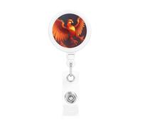 Portabadge retrattile arancione rosso Phoenix Heavy Duty retrattile badge bobine con clip da cintura divertente nome ID badge clip portachiavi porta carta d'identità per infermiere insegnante