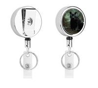 Portabadge retrattile con bobina di pantera della foresta, cavo da 62 cm e clip a coccodrillo girevole a 360°, in acciaio inox, resistente, per infermieri, medici, insegnanti, impiegati