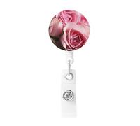 Portabadge retrattile con clip a forma di rose, in plastica leggera, porta badge identificativo, per infermieri, regali per ufficio