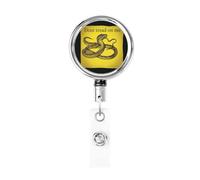 Portabadge retrattile con clip portachiavi, con scritta "Don't Tread on me", porta badge in metallo resistente, per infermieri, ufficio, insegnante