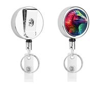 Portabadge retrattile con dinosauro colorato, grazioso porta badge infermieristico con robusta clip a coccodrillo portachiavi per infermieri, insegnanti, ufficio, lavoro, donne, regali