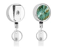 Portabadge retrattile in marmo verde oro, grazioso porta badge infermieristico con robusta clip a coccodrillo portachiavi per infermieri, insegnanti, ufficio, lavoro, donne, regalo