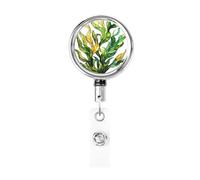 Portabadge retrattile in metallo, porta badge singolo in vetro colorato Seeweed, rotante per carta d'identità, portachiavi per infermiere, dottori, insegnanti e ufficio