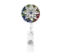 Portabadge retrattile porta badge americano fiore patriottico resistente porta lotti nome ID badge clip per impiegati dottori infermieri ID badge bobina con clip da cintura portachiavi