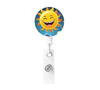Portabadge retrattile porta badge con sole in stile cartone animato, resistente, con clip per nome, badge, per impiegati, dottori, infermieri, badge, bobina con clip da cintura portachiavi