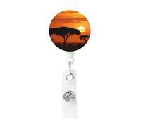 Portabadge retrattile porta badge tramonto savana africana resistente porta badge per nome ID clip per ufficio, medico, infermiera, bobina con clip per cintura portachiavi