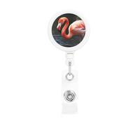 Portabadge retrattili a forma di fenicottero, resistenti, retrattili, con clip per cintura, clip per badge identificativo, portachiavi per infermiere, insegnanti, forniture per ufficio