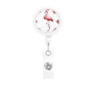 Portabadge retrattili a forma di fenicottero, resistenti, retrattili, con clip per cintura, clip per badge identificativo, portachiavi per infermiere, insegnanti, forniture per ufficio