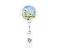Portabadge retrattili a forma di margherita primaverile, resistenti, retrattili, con clip per cintura, clip per badge identificativo, portachiavi, porta carte d'identità, per infermiere, insegnanti