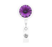 Portabadge retrattili a forma di margherita viola, resistente, retrattile, con clip per cintura, clip per badge identificativo, portachiavi, porta carte d'identità, per infermiere, insegnanti