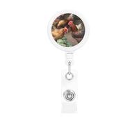 Portabadge retrattili a forma di polli da fattoria, resistenti, retrattili, con clip per cintura, clip per badge identificativo, portachiavi, porta carte d'identità, per infermiere, insegnanti