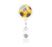 Portabadge retrattili astratti con girasoli resistenti, retrattili, con clip per cintura, clip per badge identificativo, portachiavi, porta carte d'identità, per infermiere, insegnanti, forniture per
