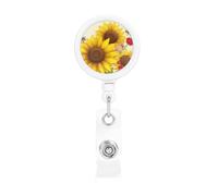 Portabadge retrattili con api girasoli margherita rosa porta badge retrattili resistenti con clip per cintura divertente nome ID badge clip portachiavi porta carta d'identità per infermiere insegnante