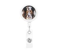 Portabadge retrattili con bulldog inglesi, resistenti, retrattili, con clip per cintura, clip per badge identificativo, portachiavi, porta carte d'identità, per infermiere, insegnanti, forniture per
