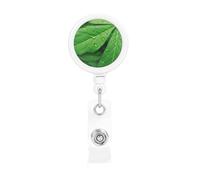 Portabadge retrattili con foglie verdi, resistenti, retrattili, con clip per cintura, clip per badge identificativo, portachiavi, porta carte d'identità, per infermiere, insegnanti, forniture per