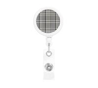 Portabadge retrattili con motivo scozzese grigio, resistente, retrattile, con clip per cintura, clip per badge identificativo, portachiavi, porta carte d'identità, per infermiere, insegnanti
