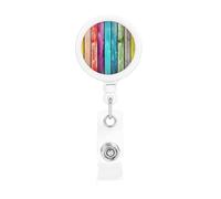 Portabadge retrattili in legno colorato, resistente, retrattile, con clip per cintura, clip per badge identificativo, portachiavi, porta carte d'identità, per infermiere, insegnanti, forniture per