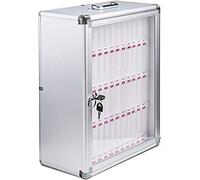 PortabAluminum - Armadietto per telefono in alluminio, con serratura a chiave ed etichette, supporto per telefono da tavolo in acrilico, elegante soluzione di archiviazione per telefoni cellulari in