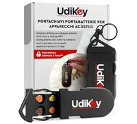 Portabatterie per Batterie Apparecchi Acustici Tipo 10 13 312 con 6 Alloggi PR41 PR48 PR70 - UdiKey Portachiavi 36x85x16mm - Portatile Viaggi Sport - Apertura Rapida Chiusura Sicura Scocca Antigraffio